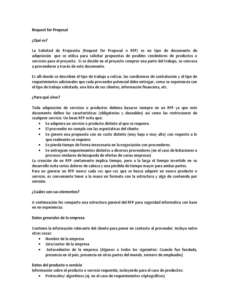 Guía para Crear un RFP Efectivo | PDF | Calidad (comercial) | Información