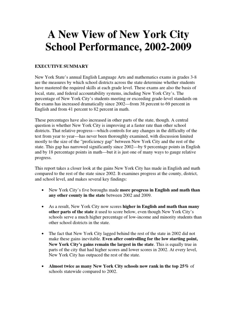 NYC School Performance Gains, 2002-2009 | PDF | Test (Assessment ...