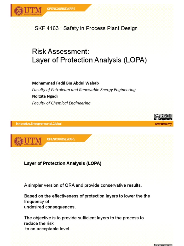 Ocw N11 Risk Assessment 2 LOPA PDF Prevention Safety