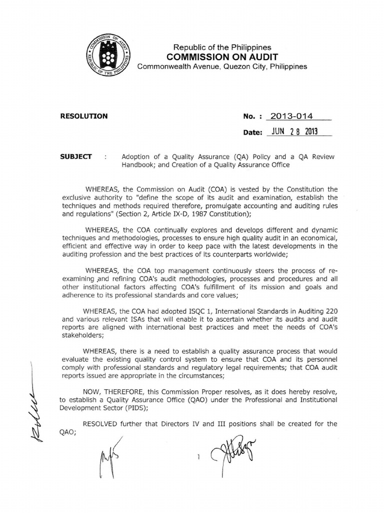 Coa R2013014 PDF Audit Quality Assurance