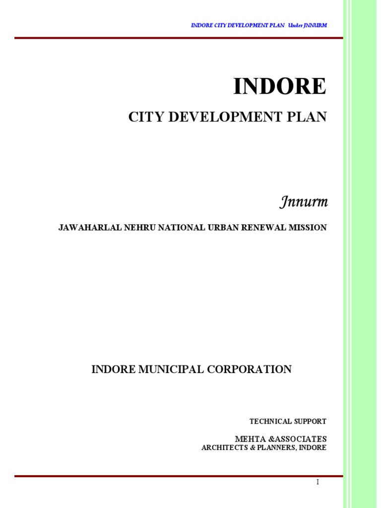 Indore City Development Plan Overview | PDF | Slum | Strategic Management