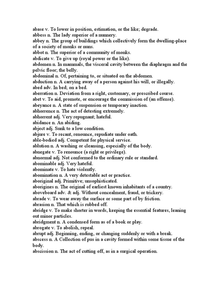 Abase v. To Lower in Position, Estimation, or The Like | PDF | Abdomen ...
