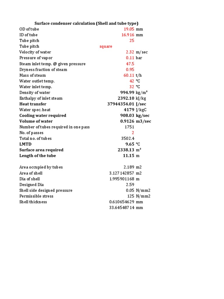Condenser Calculation Shell and Tube PDF
