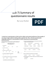 Task 7 Summary of Questionnaire Results