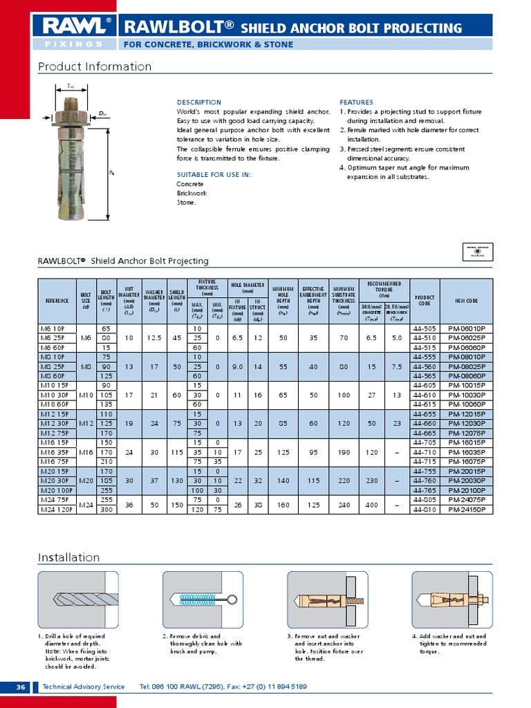 SA Rawlbolt PDF Nut Hardware Screw