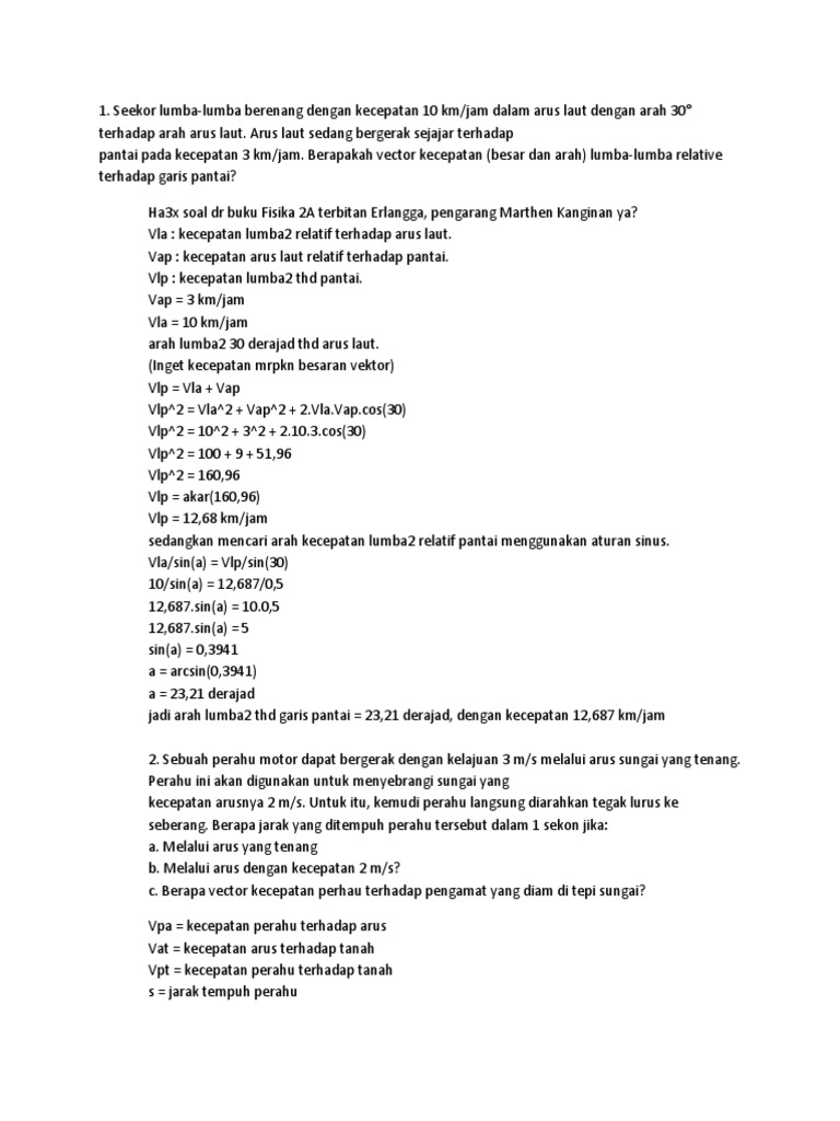 Soal Fisika Kecepatan Relatif