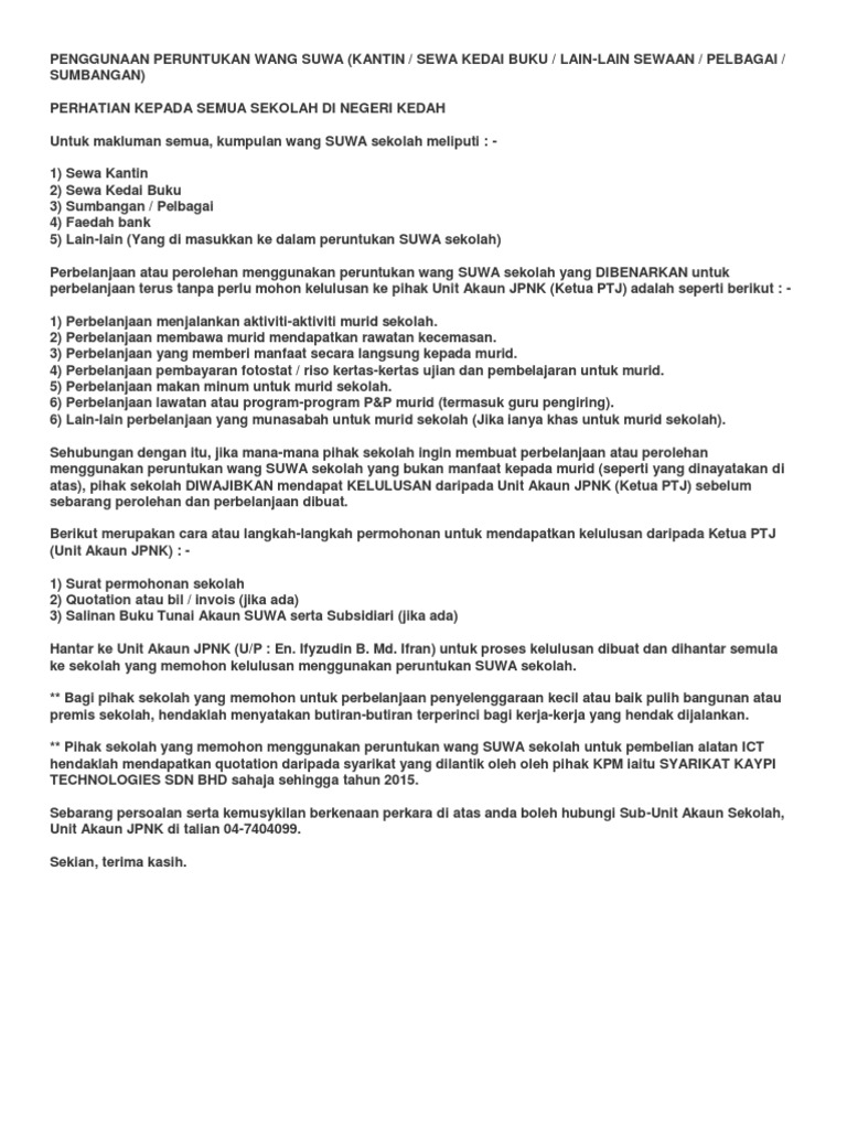 Penggunaan Peruntukan Wang Suwa 2014