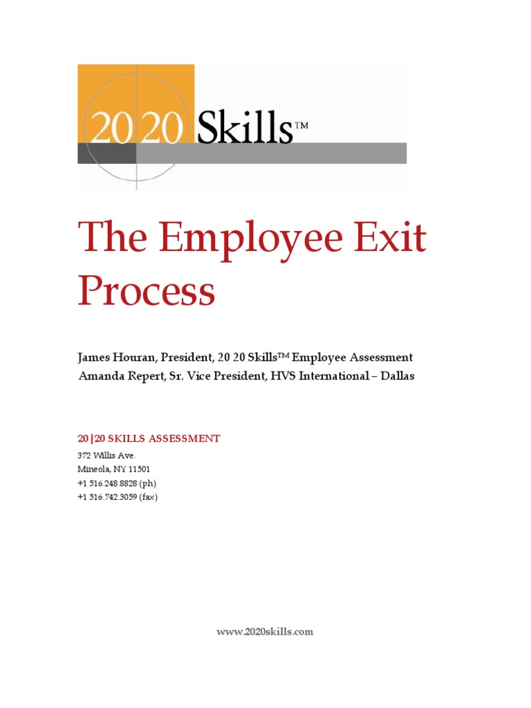 The Employee Exit Process Employment Educational Assessment