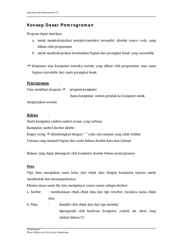 Konsep Dasar Pemrograman Komputer | PDF | Komputer