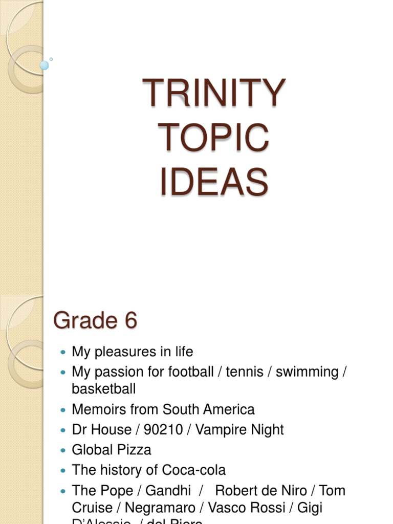 Grade 6 Trinity Topic Ideas | PDF | Rio De Janeiro | English Language