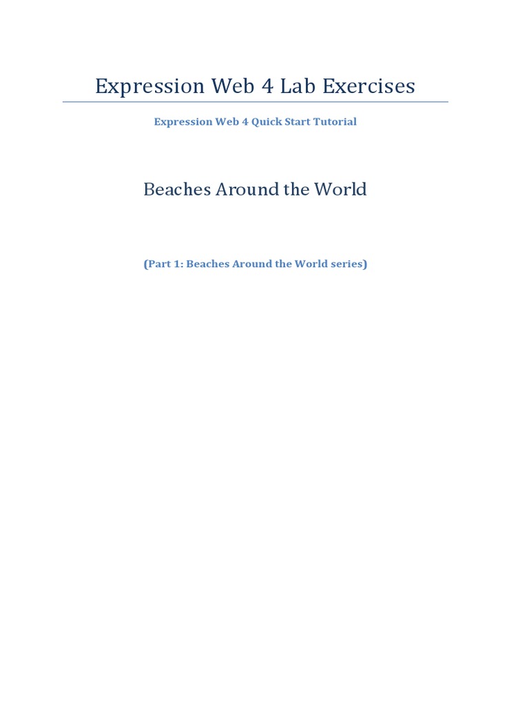 Expression Web 4 Quick Start Tutorial Beaches Part I | PDF | Hyperlink ...