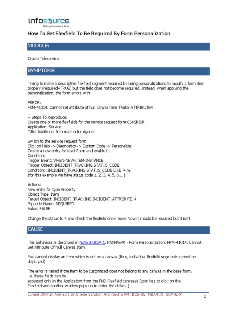 How To Set Flexfield To Be Required by Form Personalization | PDF ...
