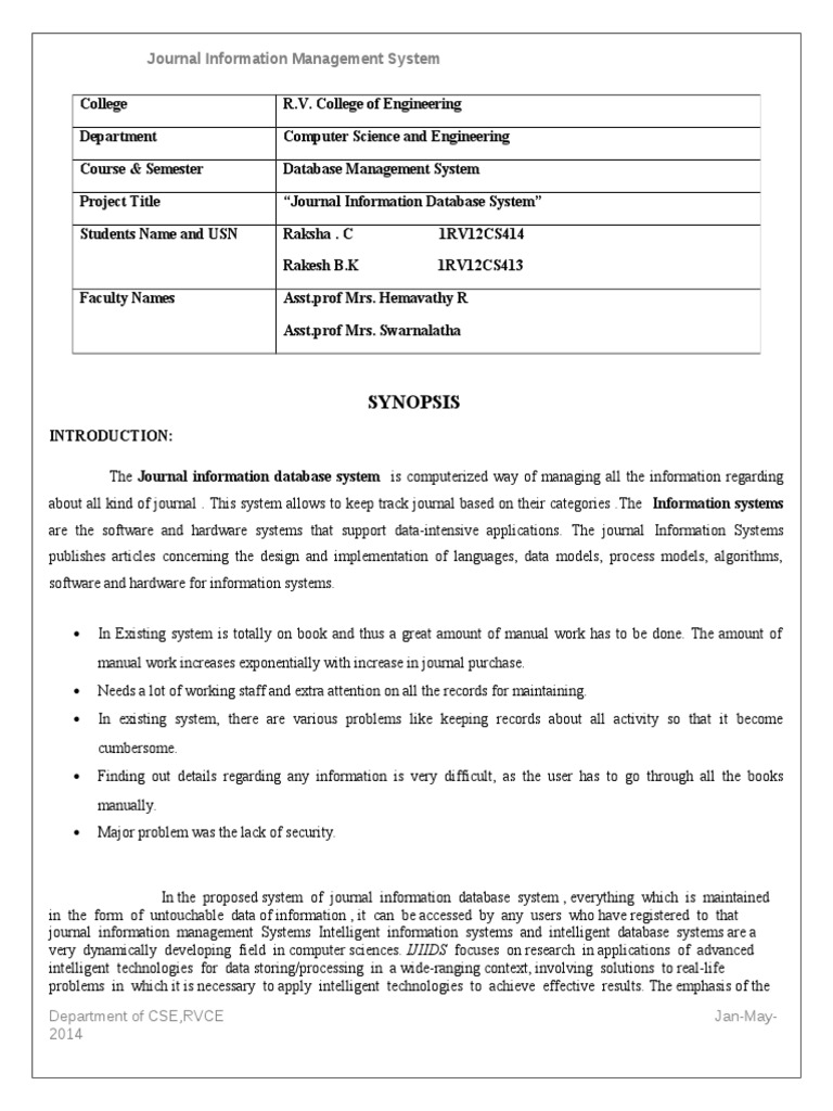 Journal Information Management System | PDF | Computers