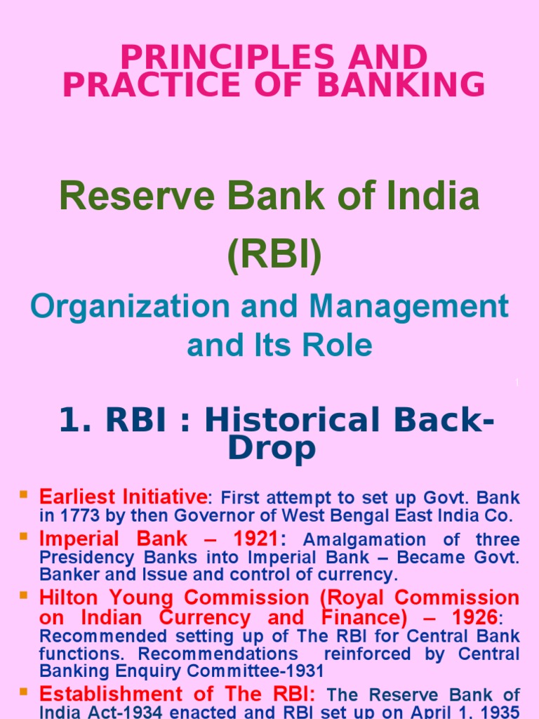 RBI: Organization and Banking Principles | PDF | Reserve Bank Of India ...