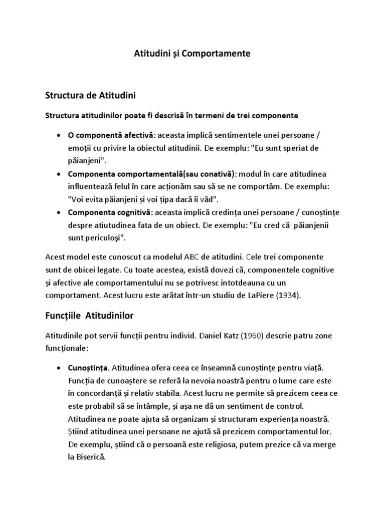 Atitudini È™i Comportamente Pdf
