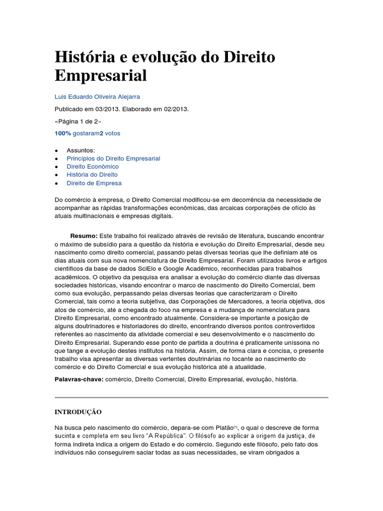 Direito Empresarial I (comercial). Caderno De Questoes
