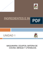 Ingredientes e Insumos Diapositivas