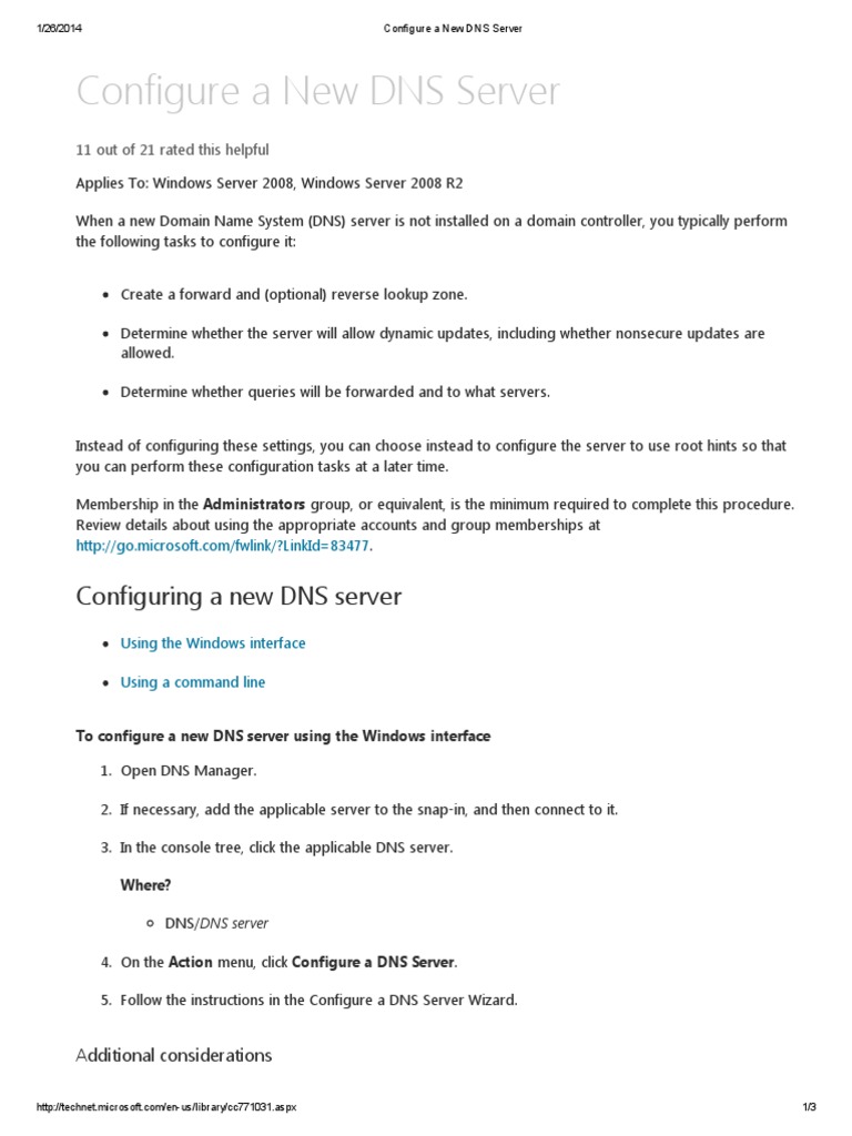 Configure A New DNS Server | PDF | Domain Name System | Command Line ...