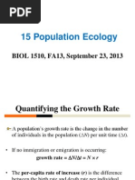 15 Population Ecology: BIOL 1510, FA13, September 23, 2013