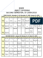 Bsem Subject Offering Second Semester, Sy 2009-2010
