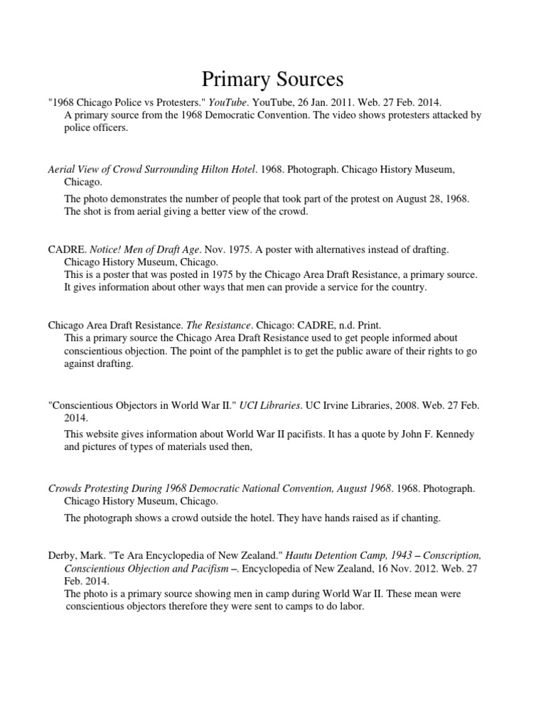 Bibliography of Primary and Secondary Sources PDF Conscription