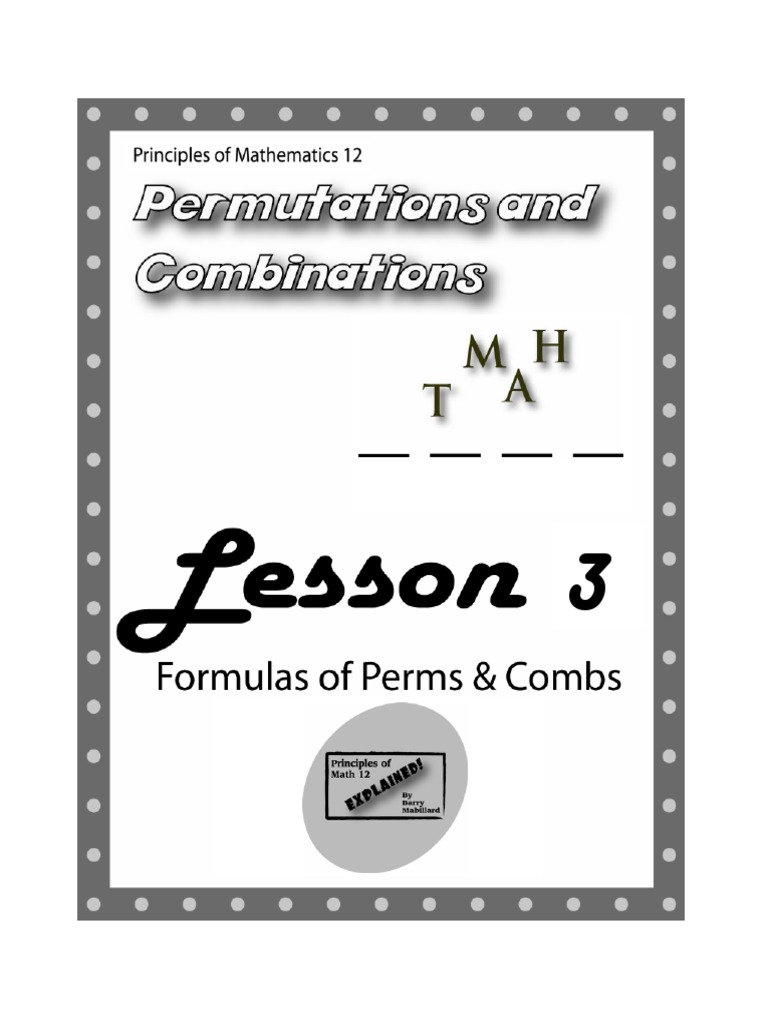 Principles of Math 12 - Permutations and Combinations Lesson 3 | PDF ...