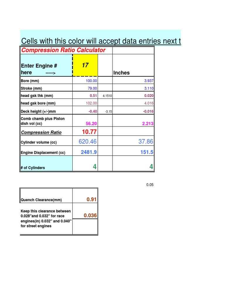 Compression Ratio Calculator Guide | PDF | Engine Technology | Rotating ...