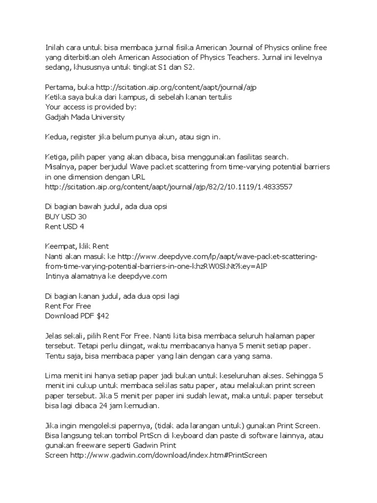 Inilah cara untuk bisa membaca jurnal fisika american journal of