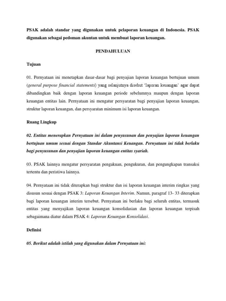 Psak Adalah Standar Yang Digunakan Untuk Pelaporan Keuangan Di Indonesia