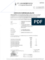 Certificate of Sampling and Analysis