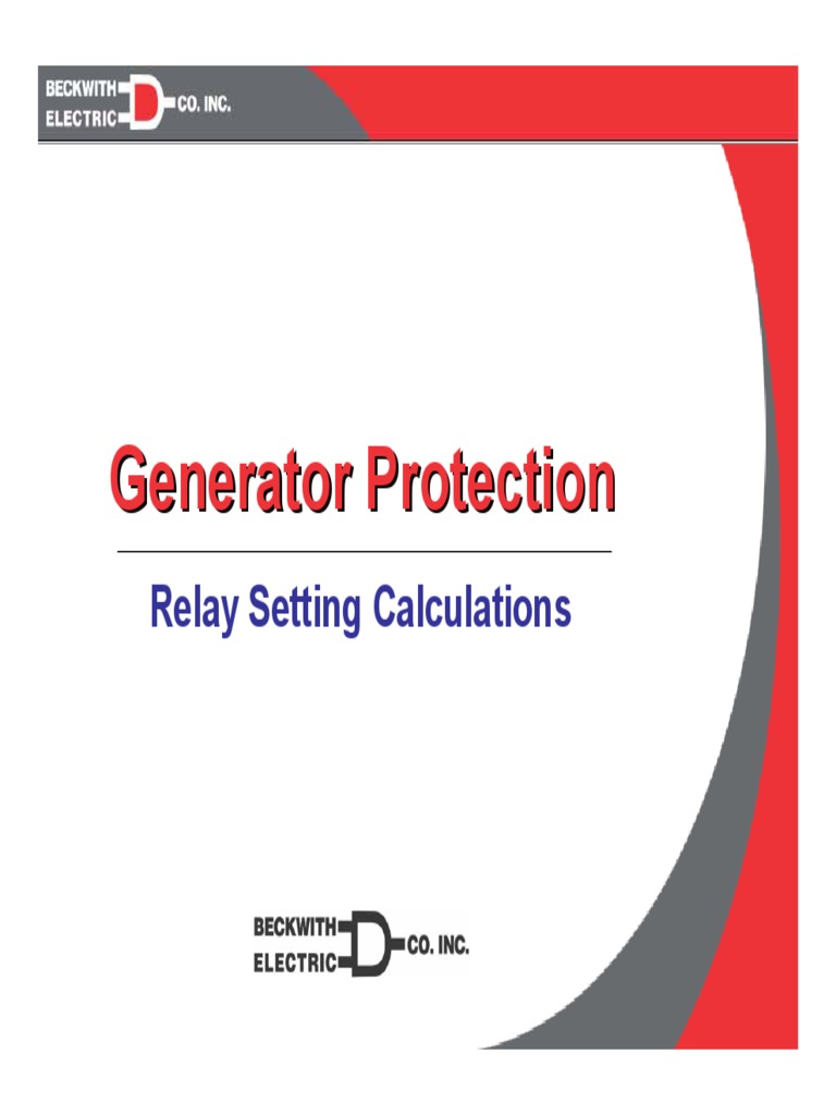 Generator Protection Relay Setting Calculation PDF Relay Capacitor