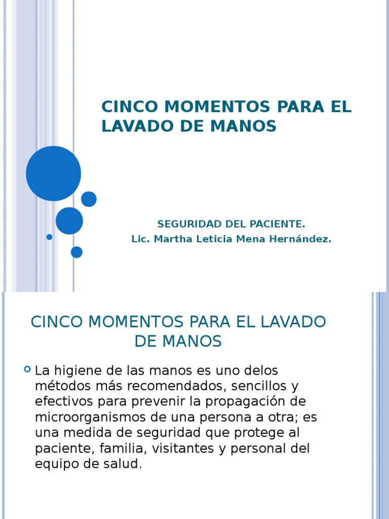 Cinco Momentos para El Lavado de Manos | PDF | Lavado de manos ...