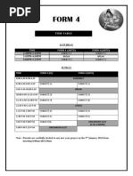 Form 4: Time Table