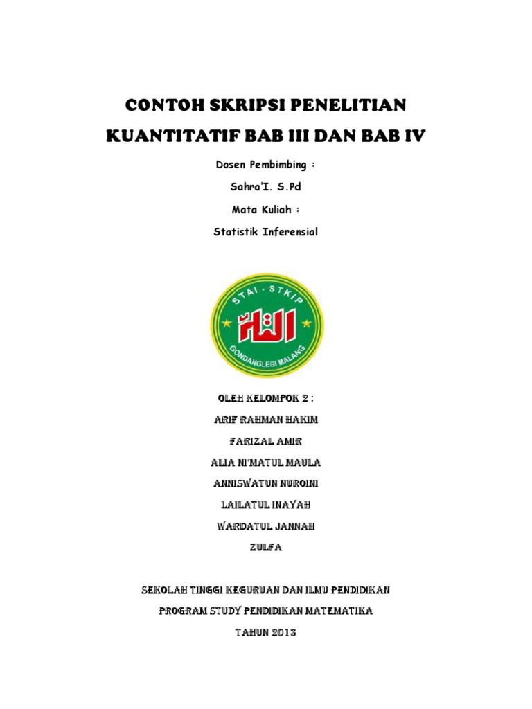 Contoh Skripsi Penelitian Kuantitatif Bab III Dan Bab IV