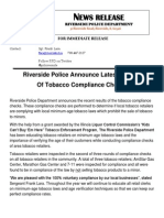 Ews Release: Riverside Police Announce Latest Results of Tobacco Compliance Checks