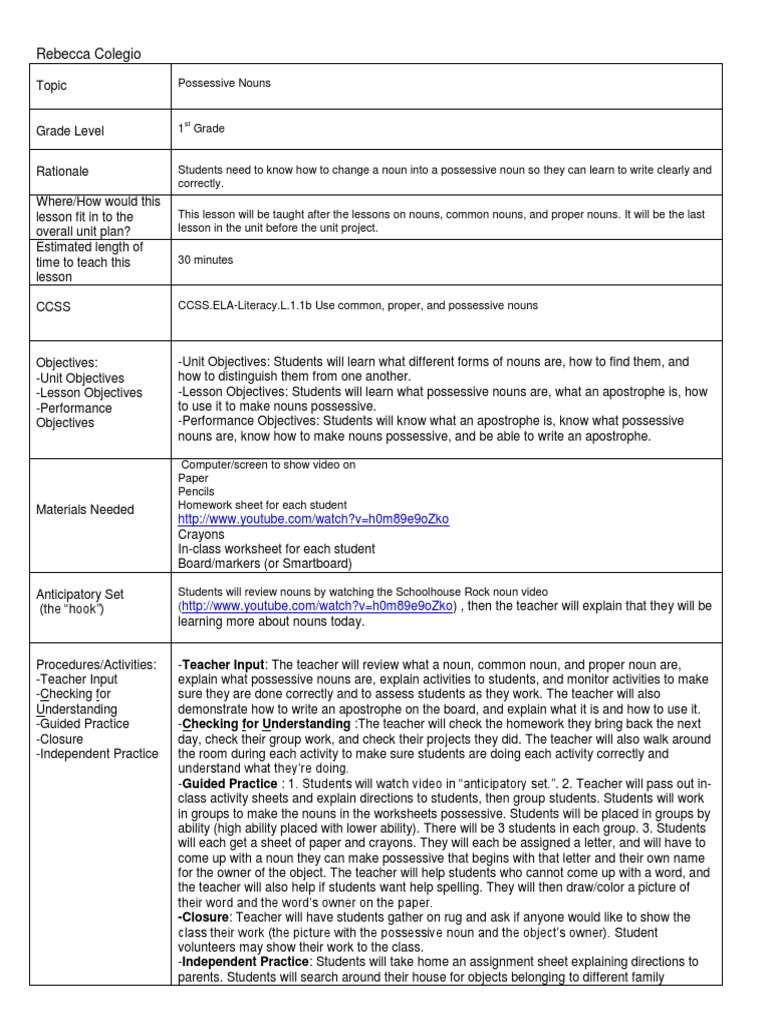 Write the possessive form of the following image