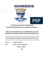 Plan de Comunicación para Federación Deportiva Del Azuay
