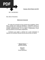 Formato CARTA DE REFERENCIA COMERCIAL  Venezuela 