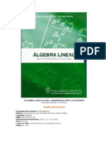 Algebra Lineal para Administracion y Economia