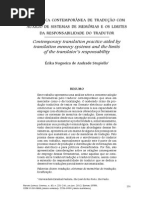 A prática contemporânea de tradução