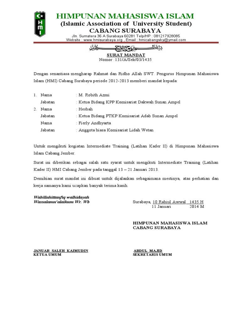 130.surat Mandat Hmi | PDF