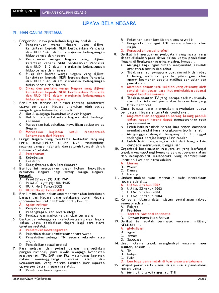 Latihan Soal Globalisasi Pkn Kl9