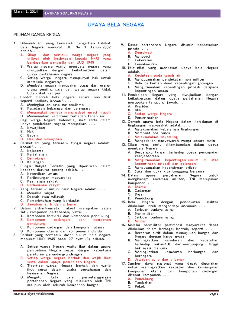 Contoh Soal Essay Hak Dan Kewajiban Warga Negara