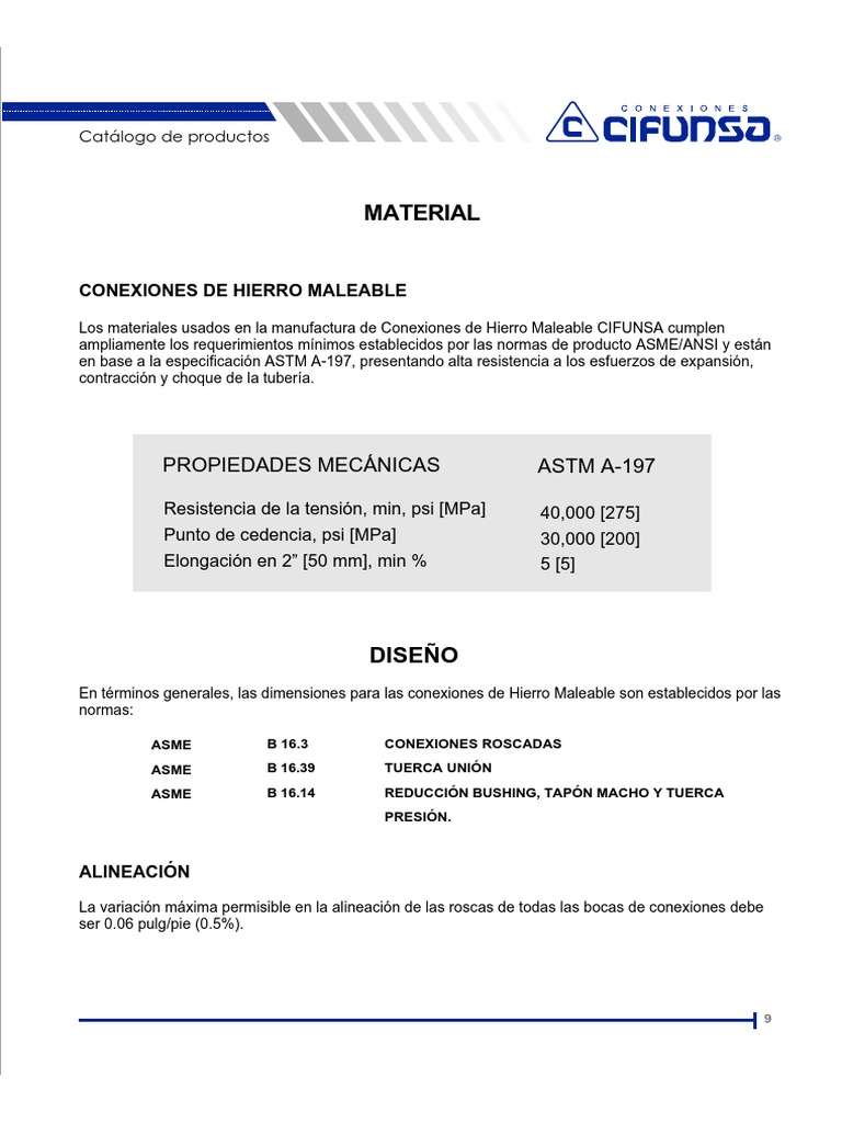 Conexiones de Hierro Maleable ASTM A-197 | PDF | Presión | Ingeniería ...