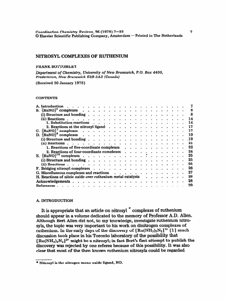 Nitrosyl Complexes of Ruthenium | PDF | Coordination Complex | Ligand