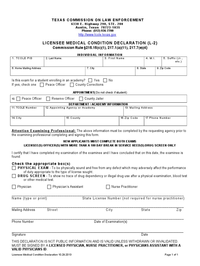 L-2 Medical Condition Declaration Process | PDF | Social Science