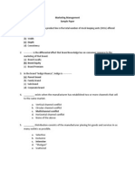 Marketing Management - Sample Paper