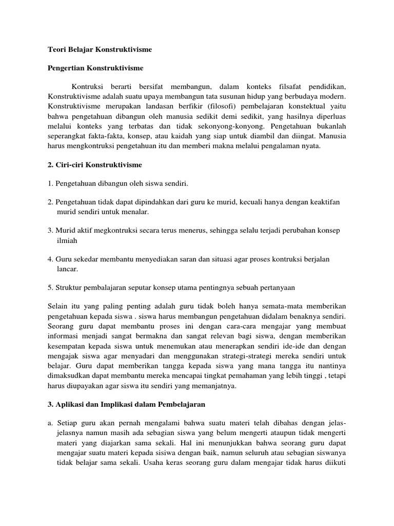 Teori Belajar Konstruktivisme Pdf