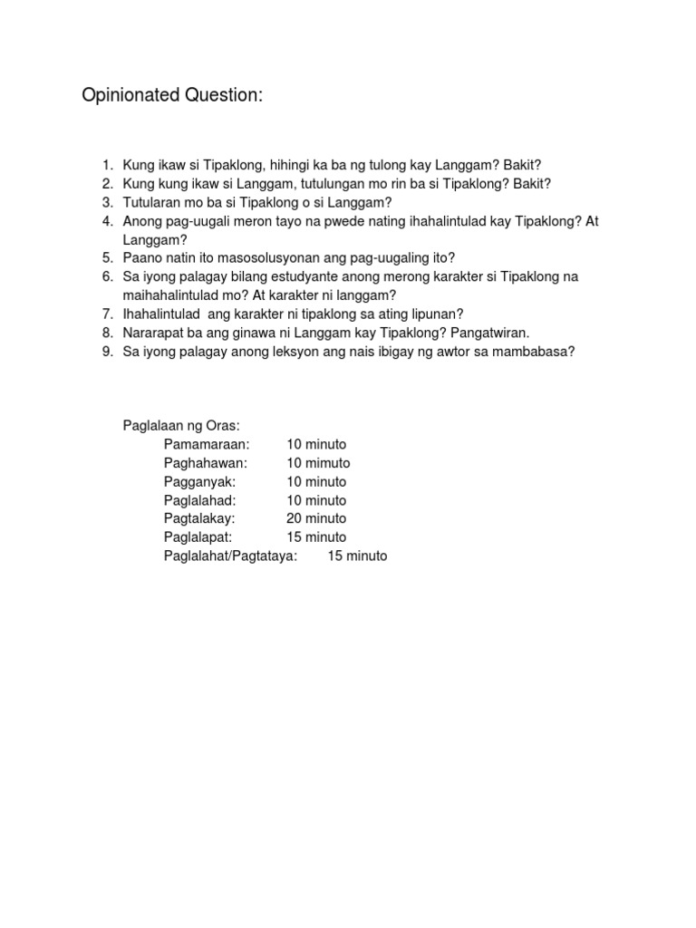 Opinionated Question | PDF