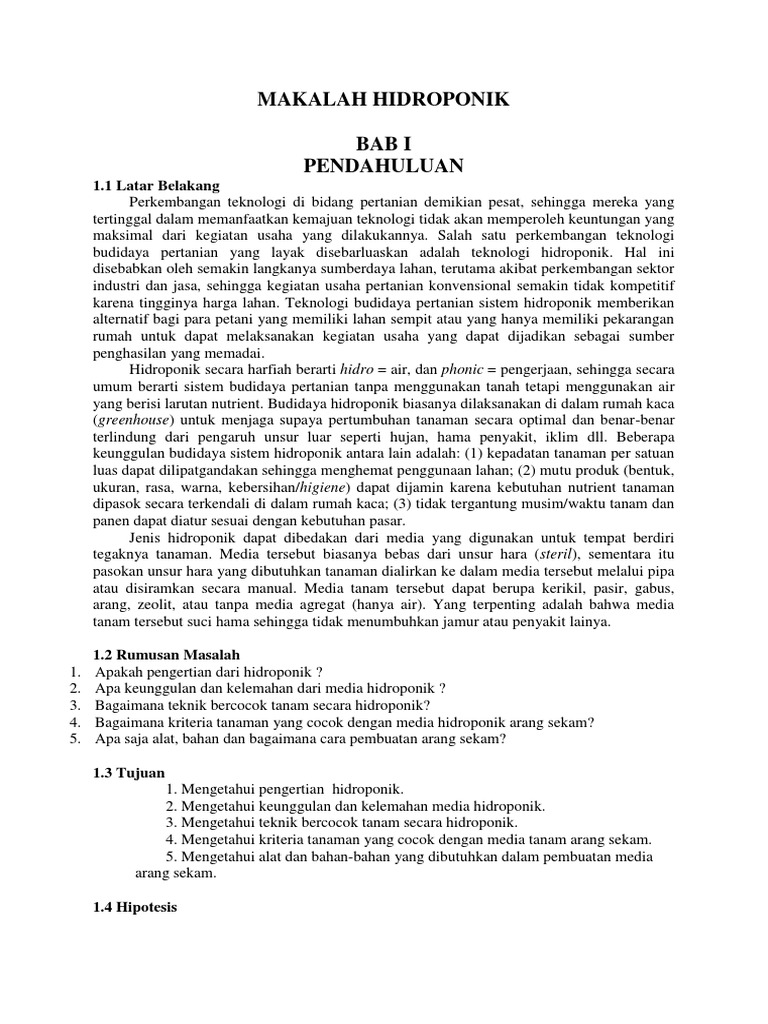 Makalah Hidroponik